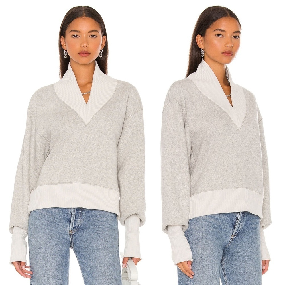 AGOLDE x REVOLVE | Klara Extended V-Neck Sweatshirt in Grey Heather | Size Small